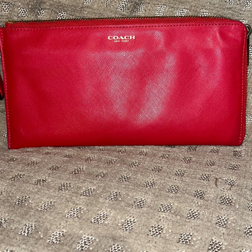 Coach, red large wristlet